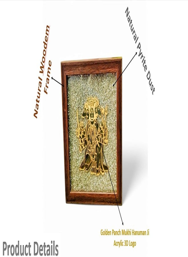 GEMTUB Natural Pyrite Dust Frame with Panchmukhi Hanuman Ji | Attracts Wealth, Prosperity & Good Luck | Feng Shui & Vastu Decor for Home & Office | Spiritual Gift & Positive Energy | 7x7 Inch - Image 3